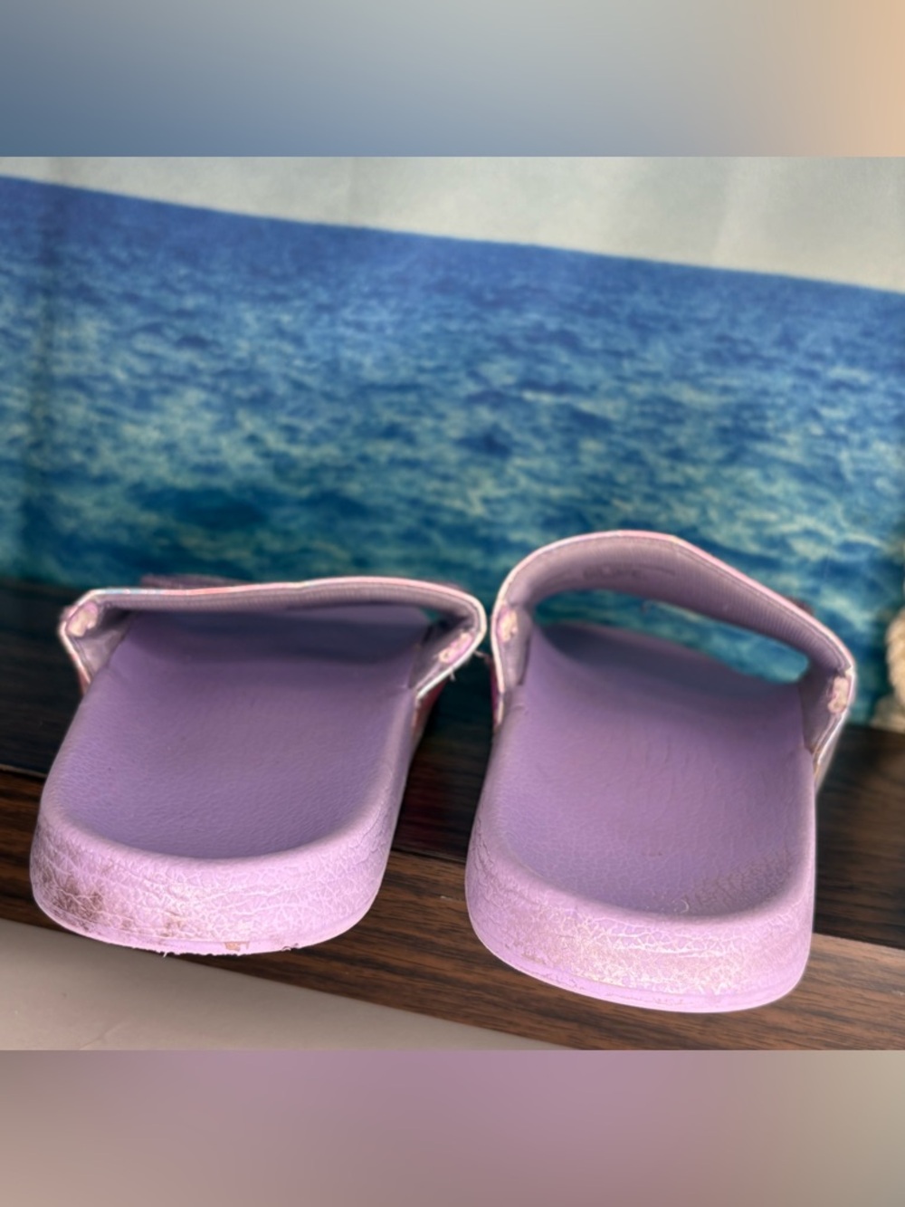 Girls Holographic Mermaid Slide Sandals - Lilac Purple - Picture 3 of 13